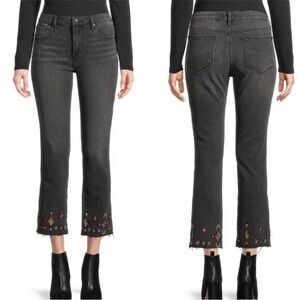 Driftwood Colette Embroidered Jeans Sz 27 Crop Straight Raw Hem Boho Western